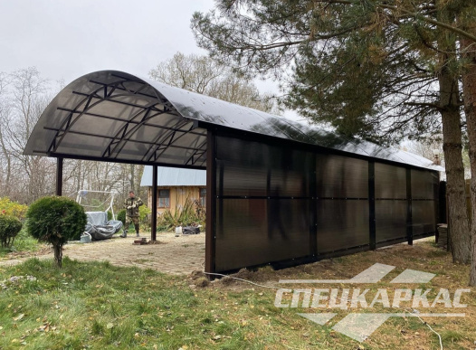 Навес из поликарбоната усиленный, для парковки двух автомобилей №65 1710