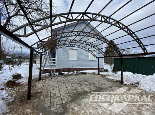 Арочный навес из поликарбоната для парковки двух автомобилей №6 1127