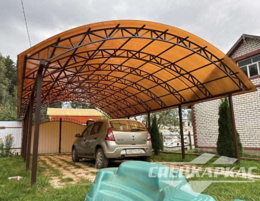 Усиленный навес из поликарбоната для двух автомобилей №96 2019
