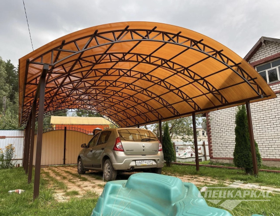 Усиленный навес из поликарбоната для двух автомобилей №96 5