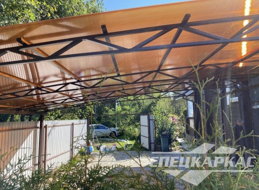 Односкатный навес из поликарбоната (скат за забор) №92 1982