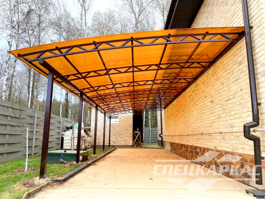 Навес из поликарбоната к дому | Пристенный навес из поликарбоната №2 1067