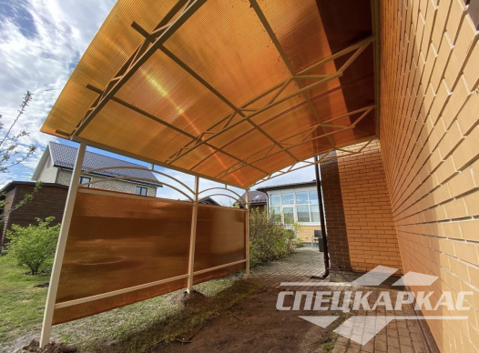 Навес к дому из поликарбоната для террасы №28 1348
