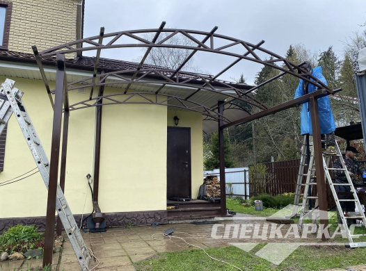 Навес над входом в дом из поликарбоната №32 1384