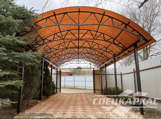 Арочный навес из поликарбоната для парковки двух автомобилей №5 1120