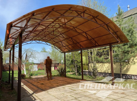 Усиленный навес из поликарбоната для парковки одного автомобиля №29 1357