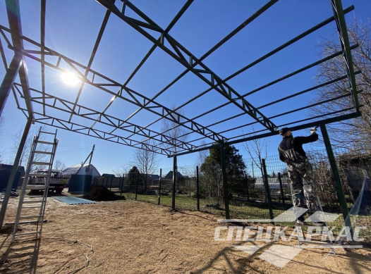 Односкатный навес из профнастила для автомобиля №37 1434