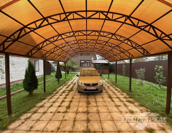 Усиленный навес из поликарбоната для двух автомобилей №96 4