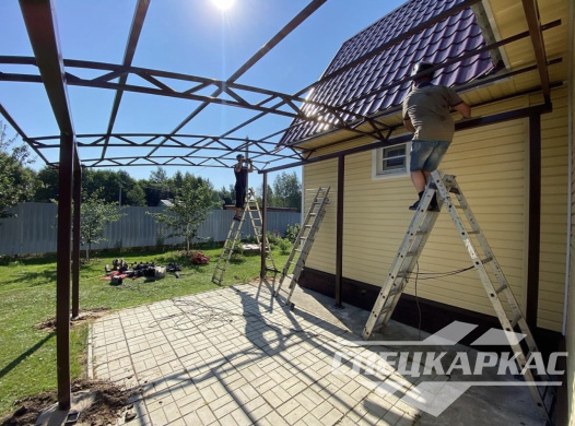 Навес из поликарбоната к дому | Навес их поликарбоната для терассы №13 1197