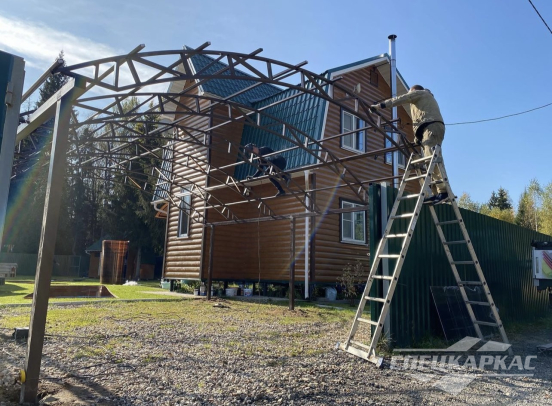 Навес на две машины из поликарбоната №85 2