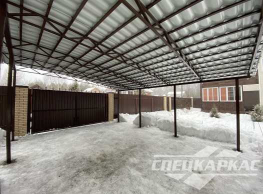 Навес из металлочерепицы на две машины №49 1553