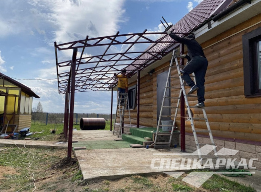 Навес к дому из поликарбоната для террасы №33 1393