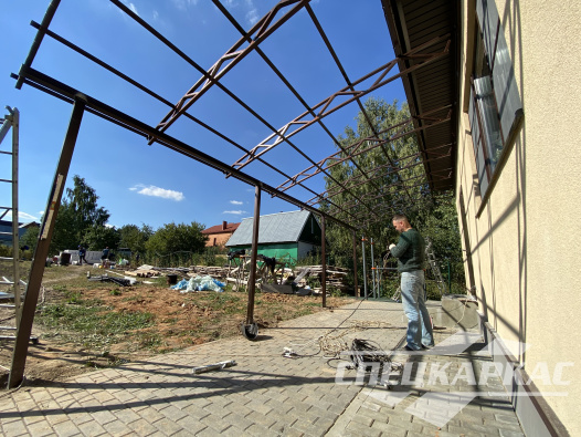 Навес из поликарбоната к дому для террасы №80 1857