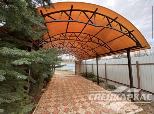 Арочный навес из поликарбоната для парковки двух автомобилей №5 1115