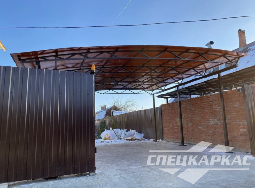 Односкатный навес для автомобилей (скат от соседа) №55 1610