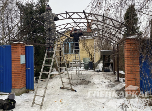 Металлический усиленный навес из поликарбоната для автомобиля №50 1556