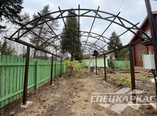 Металлический навес для машины с покрытием из сотового поликарбоната №76 1817