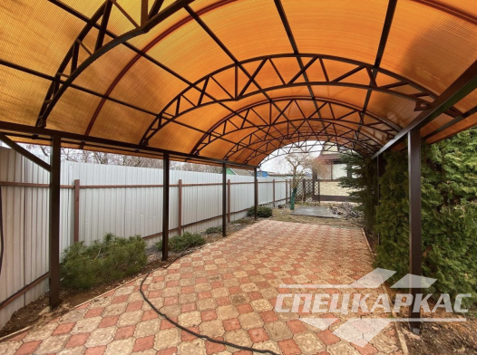 Арочный навес из поликарбоната для парковки двух автомобилей №5 1123