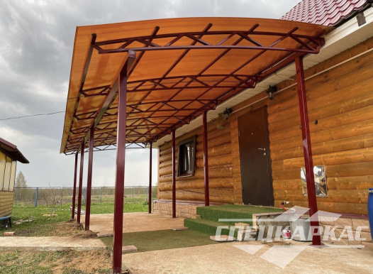 Навес к дому из поликарбоната для террасы №33 1397