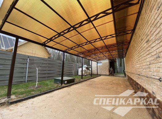 Навес из поликарбоната к дому | Пристенный навес из поликарбоната №2 1073