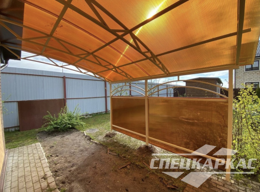 Навес к дому из поликарбоната для террасы №28 1347