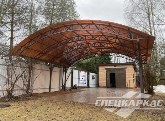 Навес из поликарбоната на 2 машины с усиленной стропильной системой №43 1490