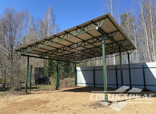 Односкатный навес из профнастила для автомобиля №37 1430