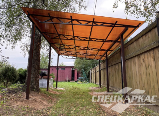 Прямой односкатный навес из поликарбоната для машины №97 2030