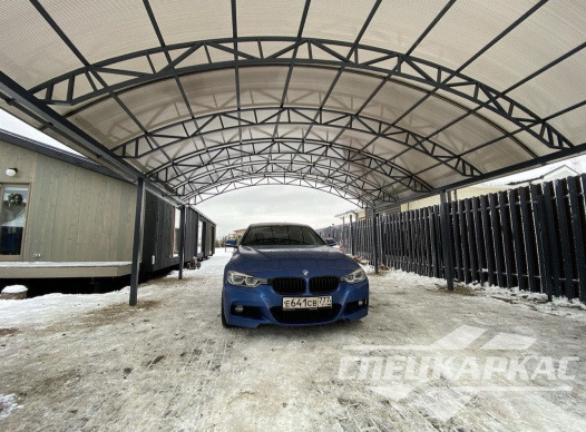 Прочный и просторный навес из поликарбоната для двух автомобилей 7х7 №51 1574