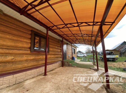 Навес к дому из поликарбоната для террасы №33 1395