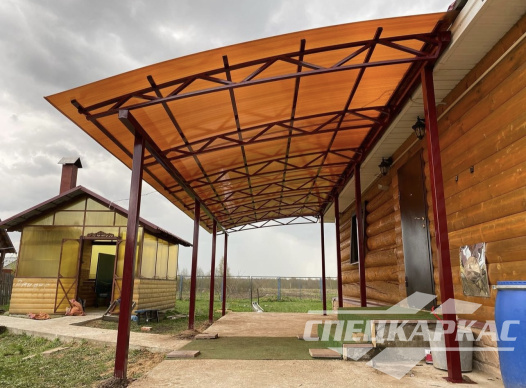 Навес к дому из поликарбоната для террасы №33 1399