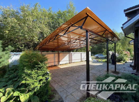 Односкатный навес из поликарбоната (скат за забор) №92 1984