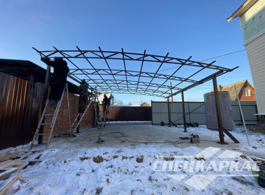 Односкатный навес для автомобилей (скат от соседа) №55 1608