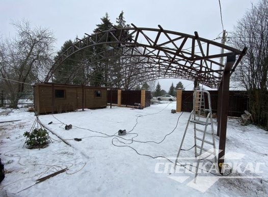 Большой, усиленный навес для автомобилей из поликарбоната №60 1656