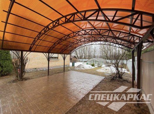 Навес из поликарбоната на 2 машины с усиленной стропильной системой №43 1498