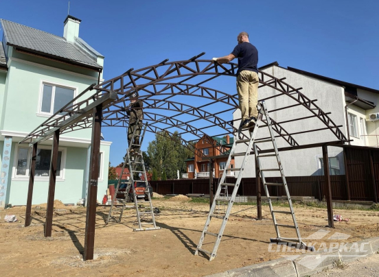 Усиленный навес из поликарбоната для двух автомобилей №88 4