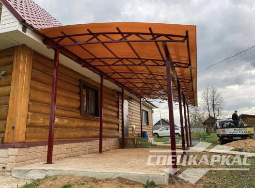 Навес к дому из поликарбоната для террасы №33 1398