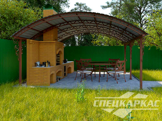 Навес из профнастила для зоны барбекю №12 - фото 798