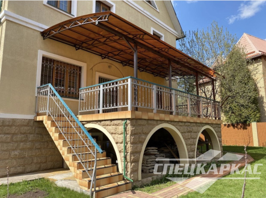 Навес из поликарбоната к дому | Навес над балконом | Навес терасса №14 1205