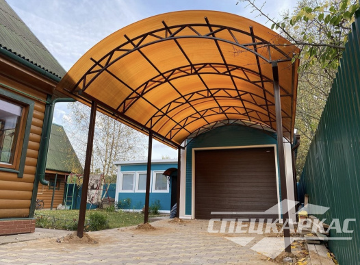 Арочный навес из поликарбоната на две машины №100 2060