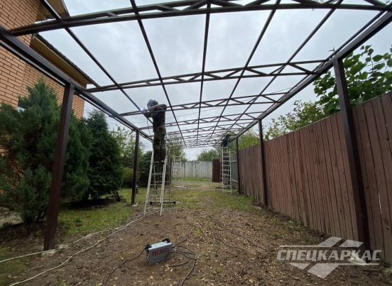 Односкатный навес для автомобилей (скат от соседа) №91 5