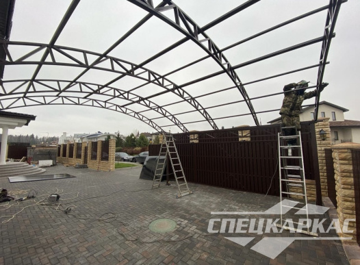 Навес на две машины из поликарбоната усиленный №77 1827