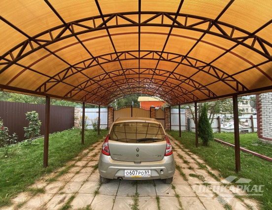 Усиленный навес из поликарбоната для двух автомобилей №96 3