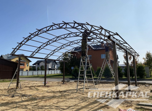 Усиленный навес из поликарбоната для двух автомобилей №88 1937