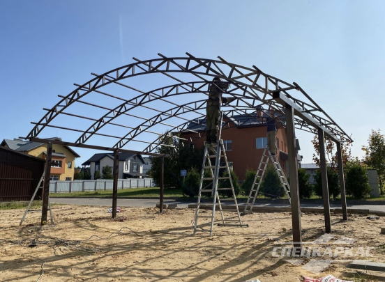 Усиленный навес из поликарбоната для двух автомобилей №88 3