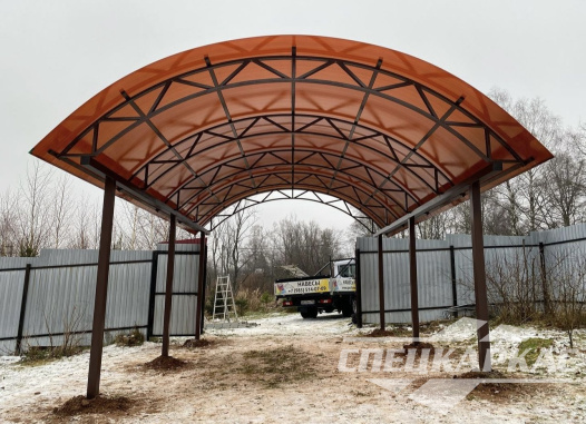Навес из поликарбоната для парковки машины на даче №67 1732