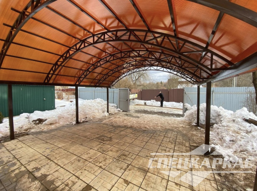 Арочный навес из поликарбоната для парковки двух автомобилей №6 1133