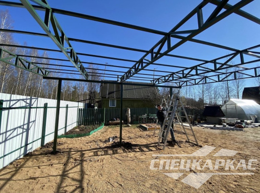 Односкатный навес из профнастила для автомобиля №37 1432