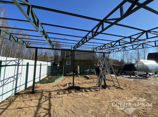 Односкатный навес из профнастила для автомобиля №37 3