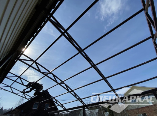 Навес из поликарбонта к дому | Примыкающий навес из поликарбоната над входом в дом №41 1474